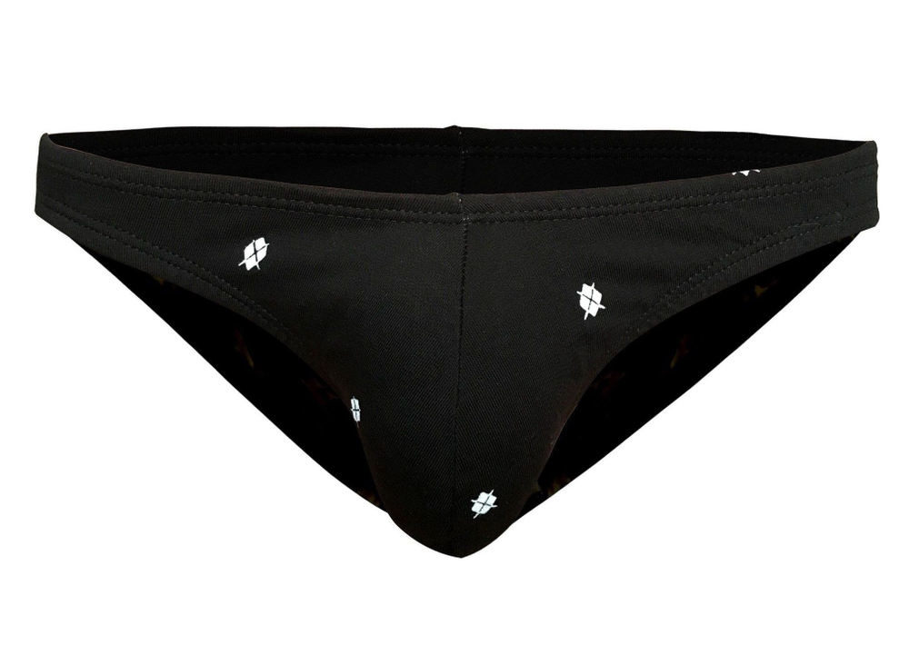 Черные мужские трусы-слипы с ромбовидным принтом (Размер: S) (Цвет: черный)