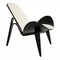 Кресло Shell, черное с белым сиденьем