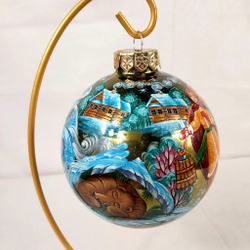 Шар новогодний с круговой росписью "Морозко" в коробке