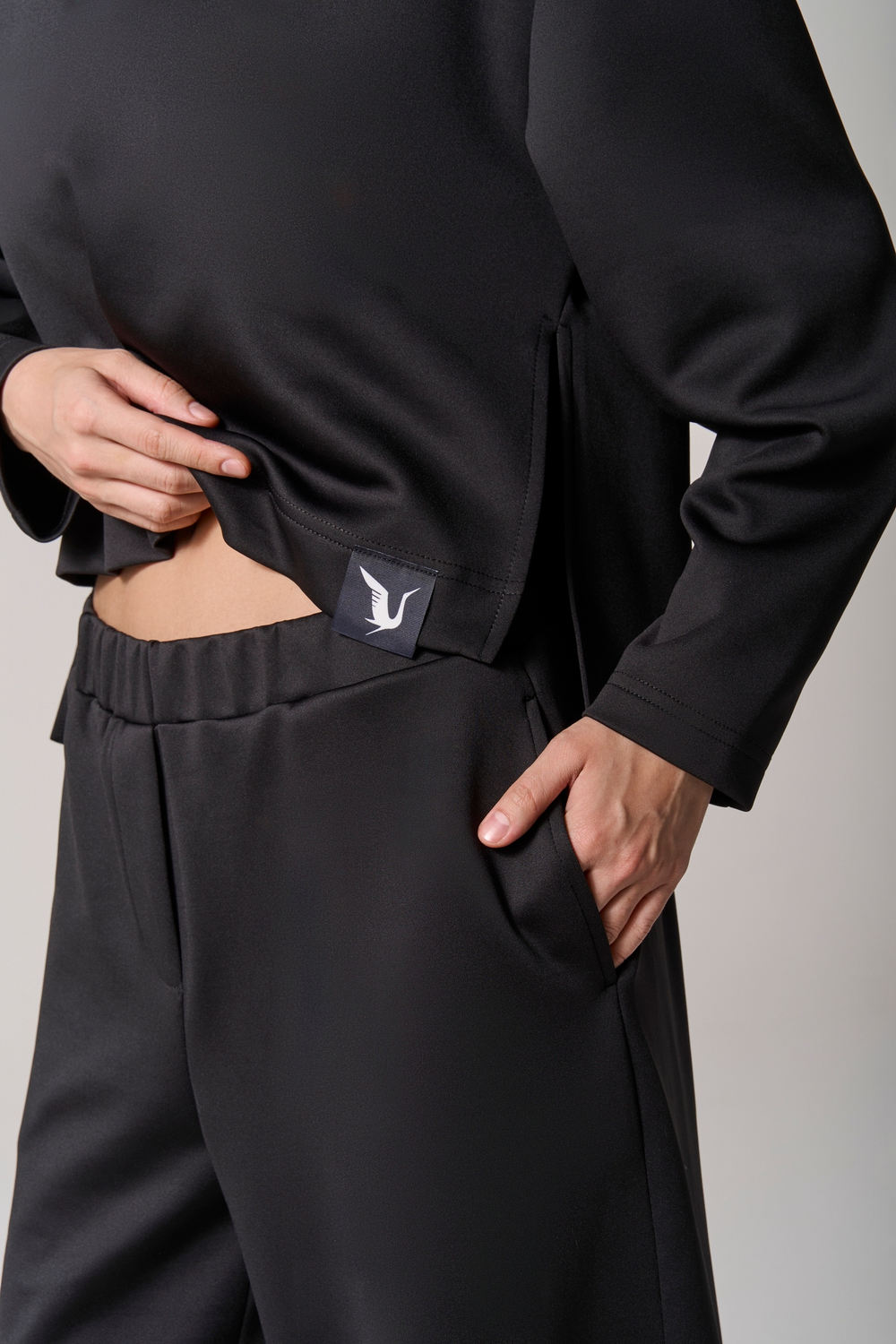 Брюки трикотажные wide leg черные