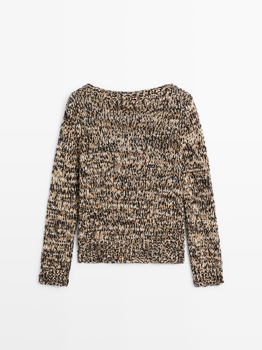 Massimo Dutti Свитер из смесового хлопка мулине, цвет верблюжьей шерсти