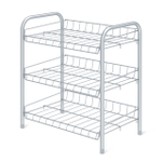 Этажерка для обуви (обувница) в прихожую разборная металлическая МАТОВЫЙ СЕРЫЙ 3-ярусная 460*280*520 мм