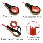 Удочка для зимней рыбалки ПИРС безосевая "Спорт" черно-красная, (упк. 5шт.) (удочка зимняя)