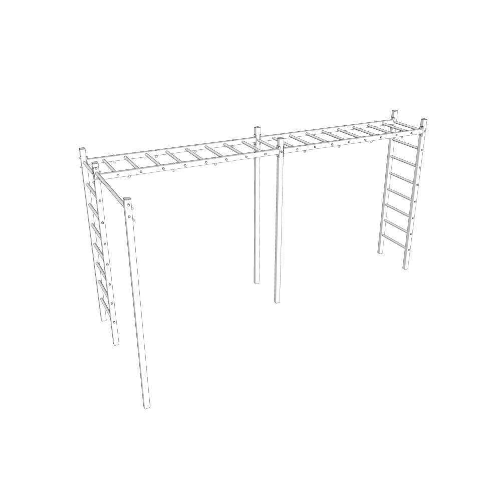Монтаж уличной шведской стенки Sv Sport Рукоход х 2 (7 вертикальных столбов)