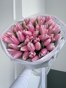 Букет из 51 нежно-розового тюльпана
