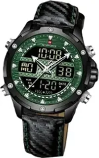 Подарочный набор - часы наручные кварцевые NAVIFORCE на кожаном ремешке, черный W8910-05