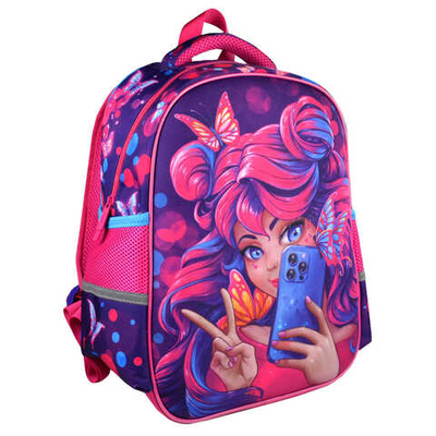 Ранец школьный, Феникс+, 27,5x37,5x14,5 см, полиэстер, ЭВА панель, сублимация, цветной светоотражающий рант, 1 отделение (-я)