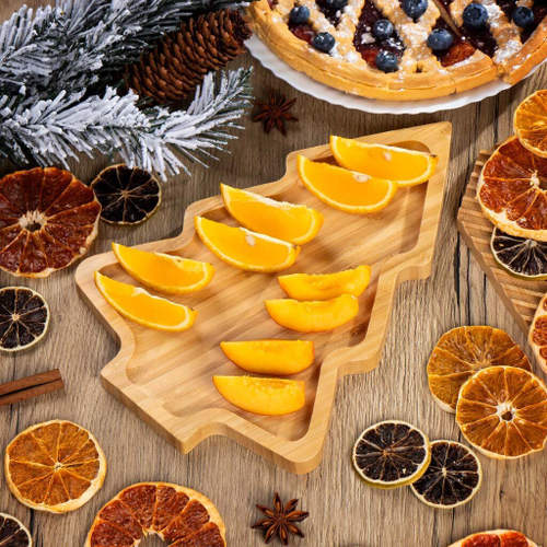 Блюдо бамбук фигурное 28*20 см Елка Y4-7340