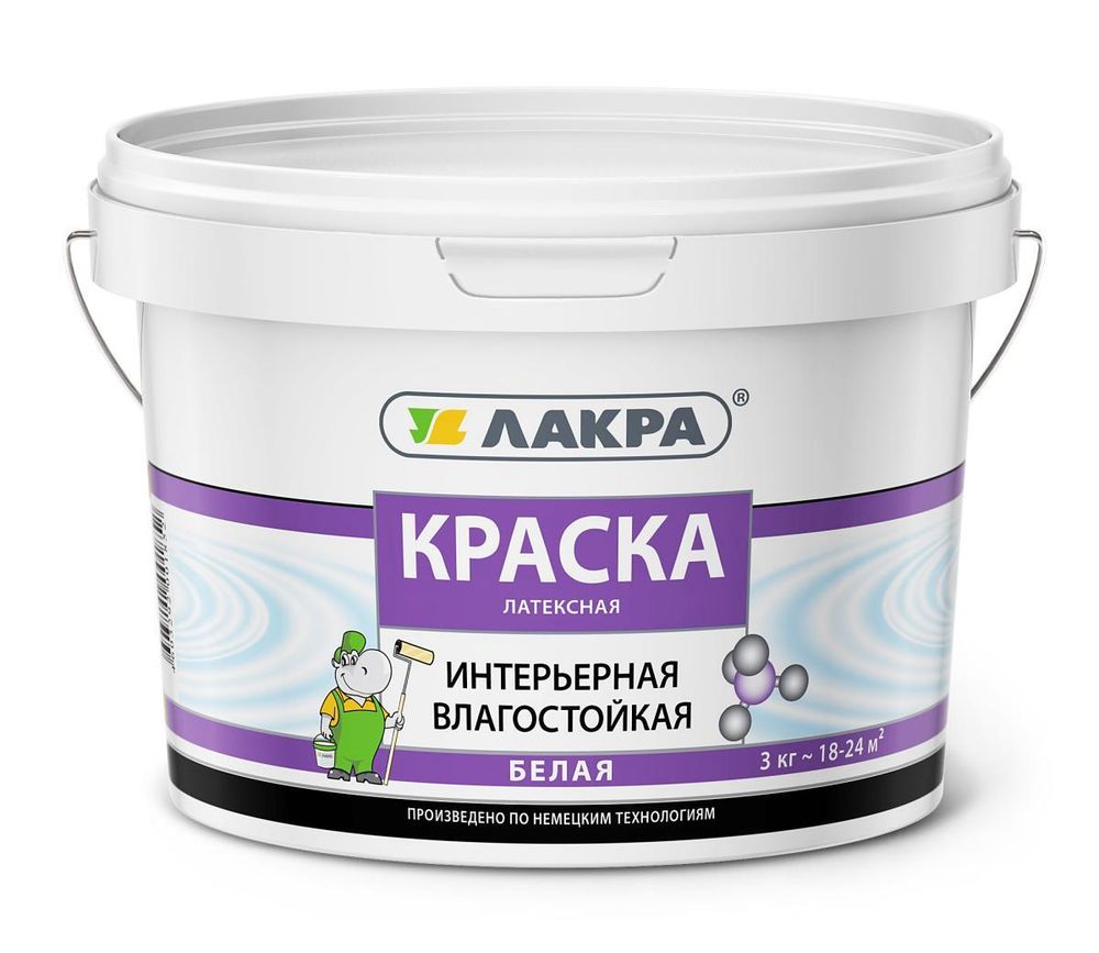 Краска В/Д 3кг латексная моющая бел. матовая Л-С
