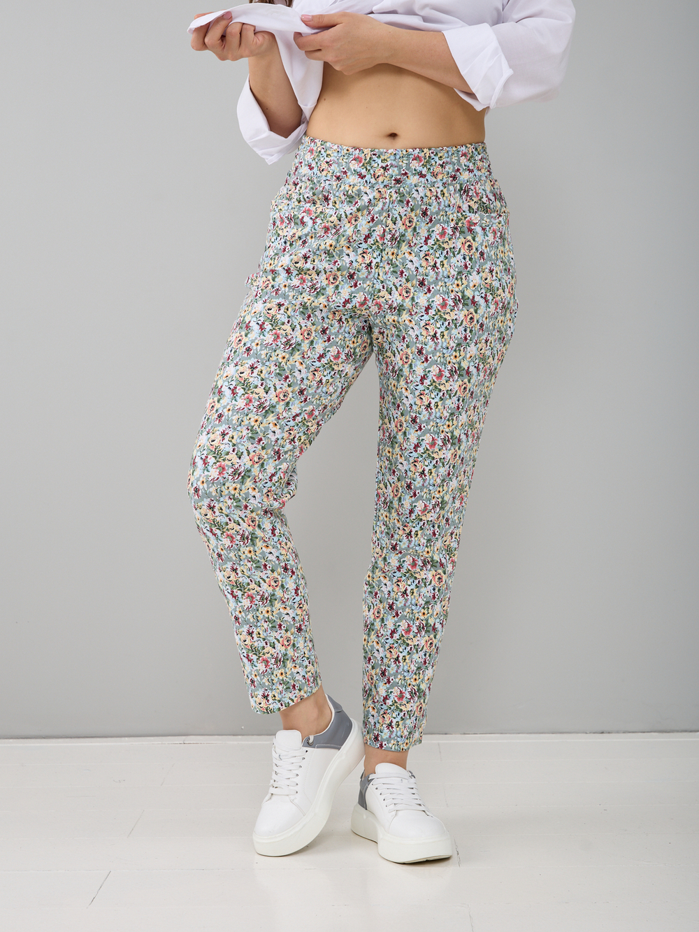 Брюки Бдж-029/оливковый-розочки