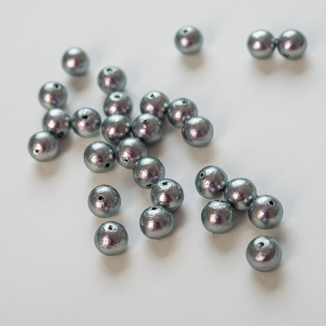 Хлопковый жемчуг, оттенок "Rich Gray", шар 8мм, сквозное отверстие