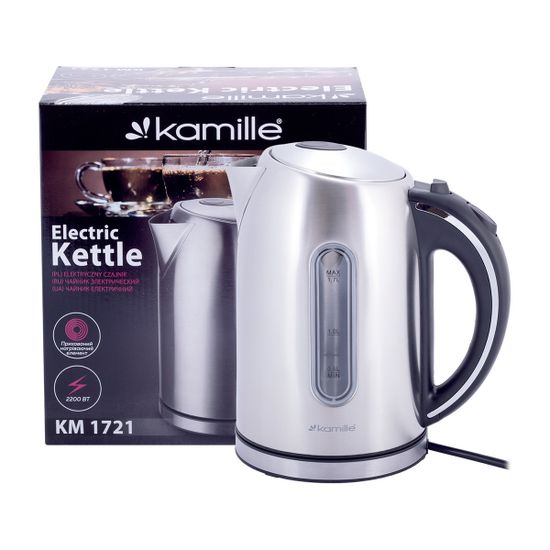 Чайник электрический 1,7 л. из нержавеющей стали Kamille KM-1721