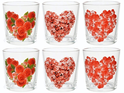 Набор стаканов "Цветочное сердце" 6шт 250мл (низкие)