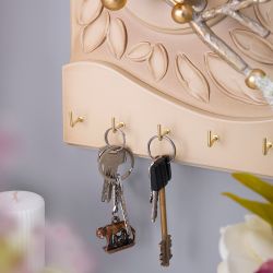 Полка - ключница Птичка Терра (мини) Айвори Мраморное золото