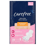Carefree, Ultra Thin, ночные прокладки с крылышками, 28 штук
