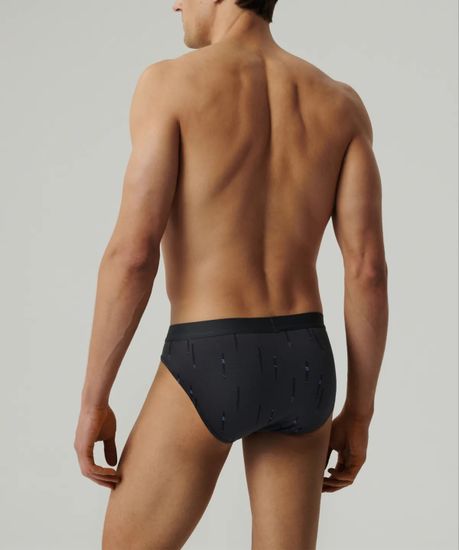 Мужские трусы (3шт) слипы спорт Atlantic 3MP-193, черный + светло-голубой + графитовый