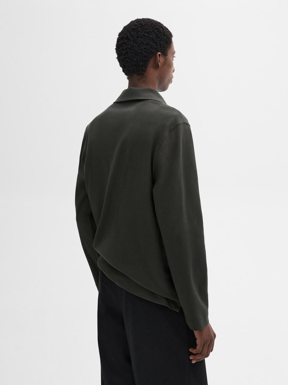 Massimo Dutti Свитер из трикотажа с воротником-стойкой, стальной