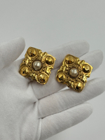 Клипсы Ромбы с «жемчугом» Chanel