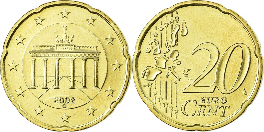 Германия 20 евроцентов, 2002-2007 XF