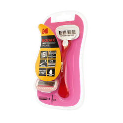 Бритвенная система Kodak LADY Prem Razor 5 женская 5 лезвий розовая 2 сменных кассеты