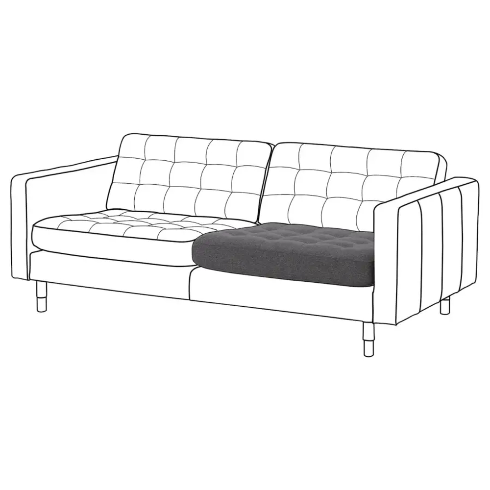 Подушка сиденья на диван - LANDSKRONA IKEA/ ЛАНДСКРУНА ИКЕА, 92х74х17 см, серый