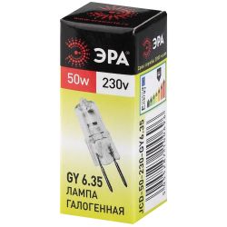Лампа галогенная ЭРА JCD-50W-230V-GY6.35 50Вт капсула теплый белый свет GY6.35 | Лампы галогенные Капсульные (G4, G9)