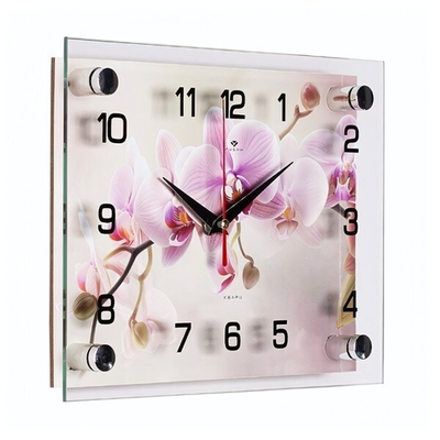 2026-047 Часы настенные "Орхидея на бежевом" Рубин