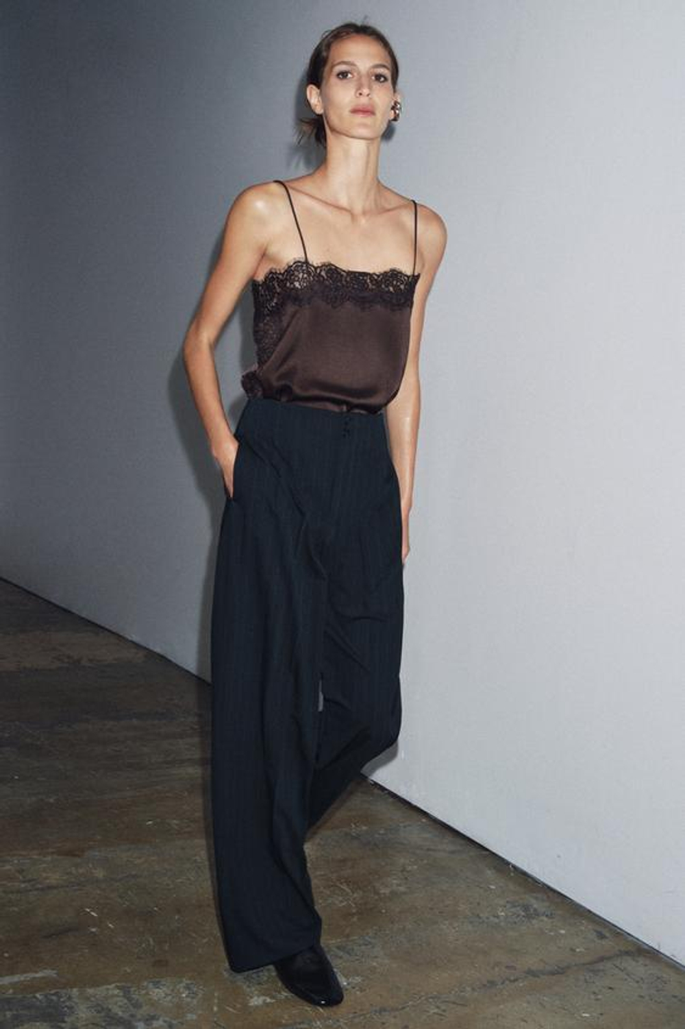 ZARA БРЮКИ В ПОЛОСКУ — ZW COLLECTION, МОРСКОЙ СИНИЙ