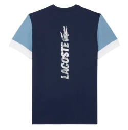 Мужская теннисная футболка Lacoste Sport Printed Colour-Block - navy blue/blue/white