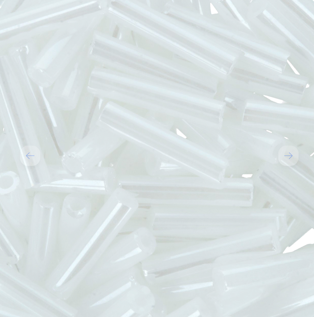 Бисер Япония "TOHO" СТЕКЛЯРУС (BUGLE) №3 9 мм 5 х 5 г №0121белоснежный/перламутровый