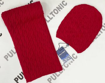 Комплект шарф и шапочка PULLTONIC - "Волна" Красный
