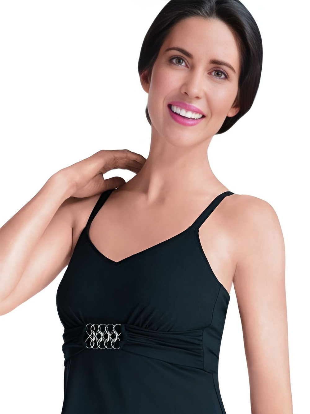 Купальник с юбкой ортопедический со встроенным лифом черный, слитный Amoena 44-46 RU