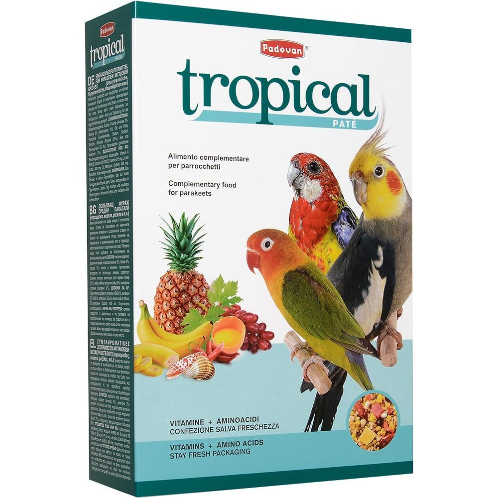 Padovan TROPICAL PÂTÉE дополнительный корм для средних попугаев 700г
