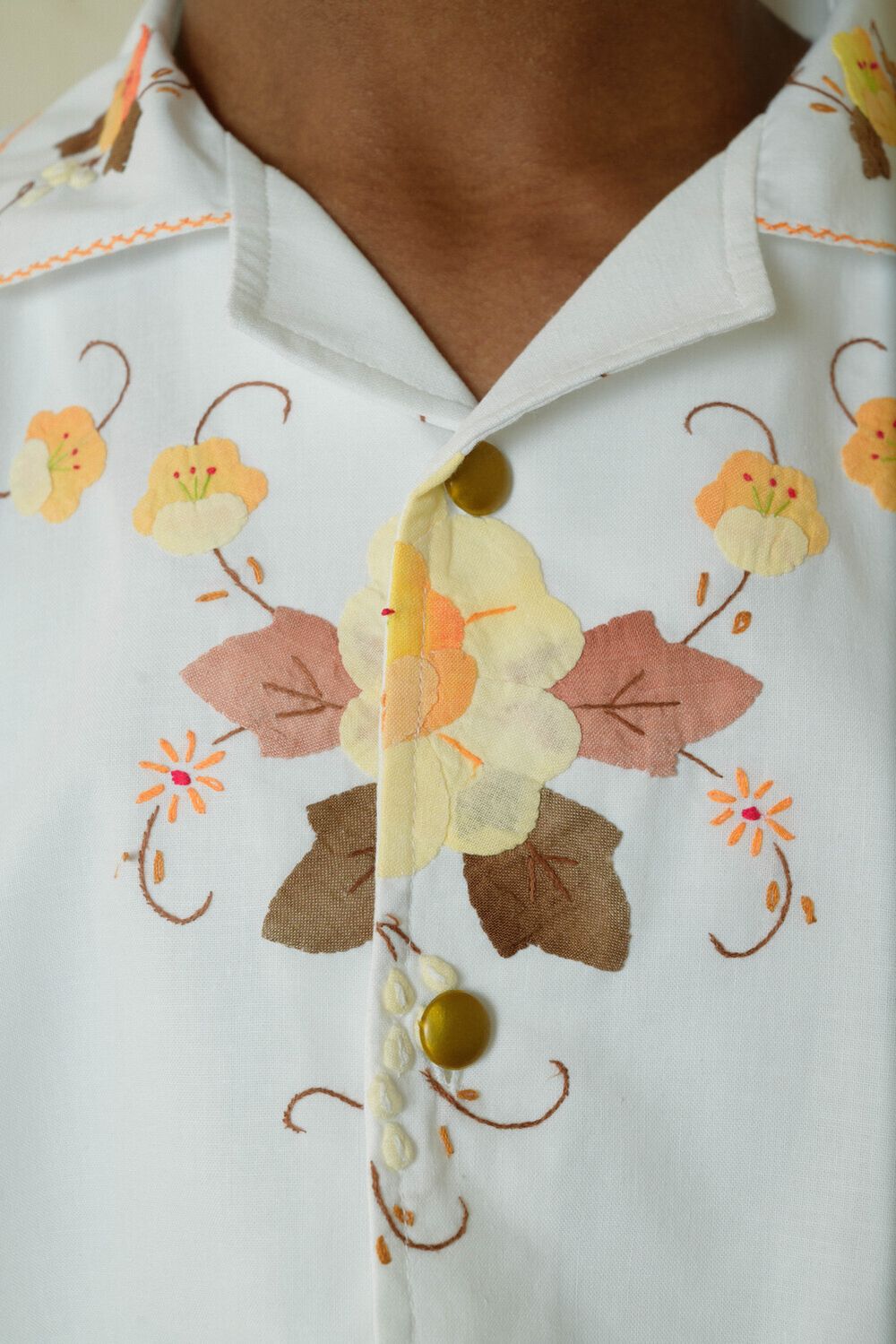 Рубашка Soeurs с Хлопковой Аппликацией / Orange Applique Long Sleeve белая