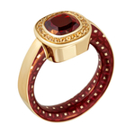 Кольцо с Гранатом и жёлтыми сапфирами, Эмаль, R0176-52/11