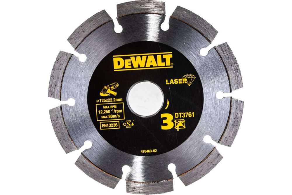 Диск алмазный сегментный по граниту для УШМ (125х22,2х2 мм) DEWALT DT 3761