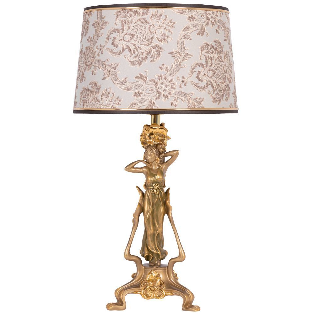 Настольная лампа Флора Бронза с абажуром Тюссо Vatican (Ватикан) Латте