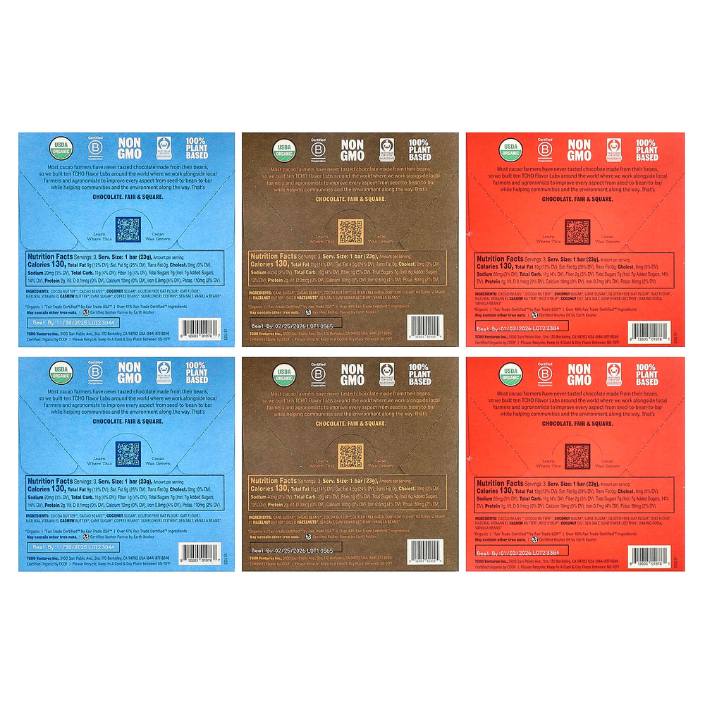 TCHO, овсяный молочный шоколад, в подарочной упаковке, 18 плиток по 70 г (2,5 унции)