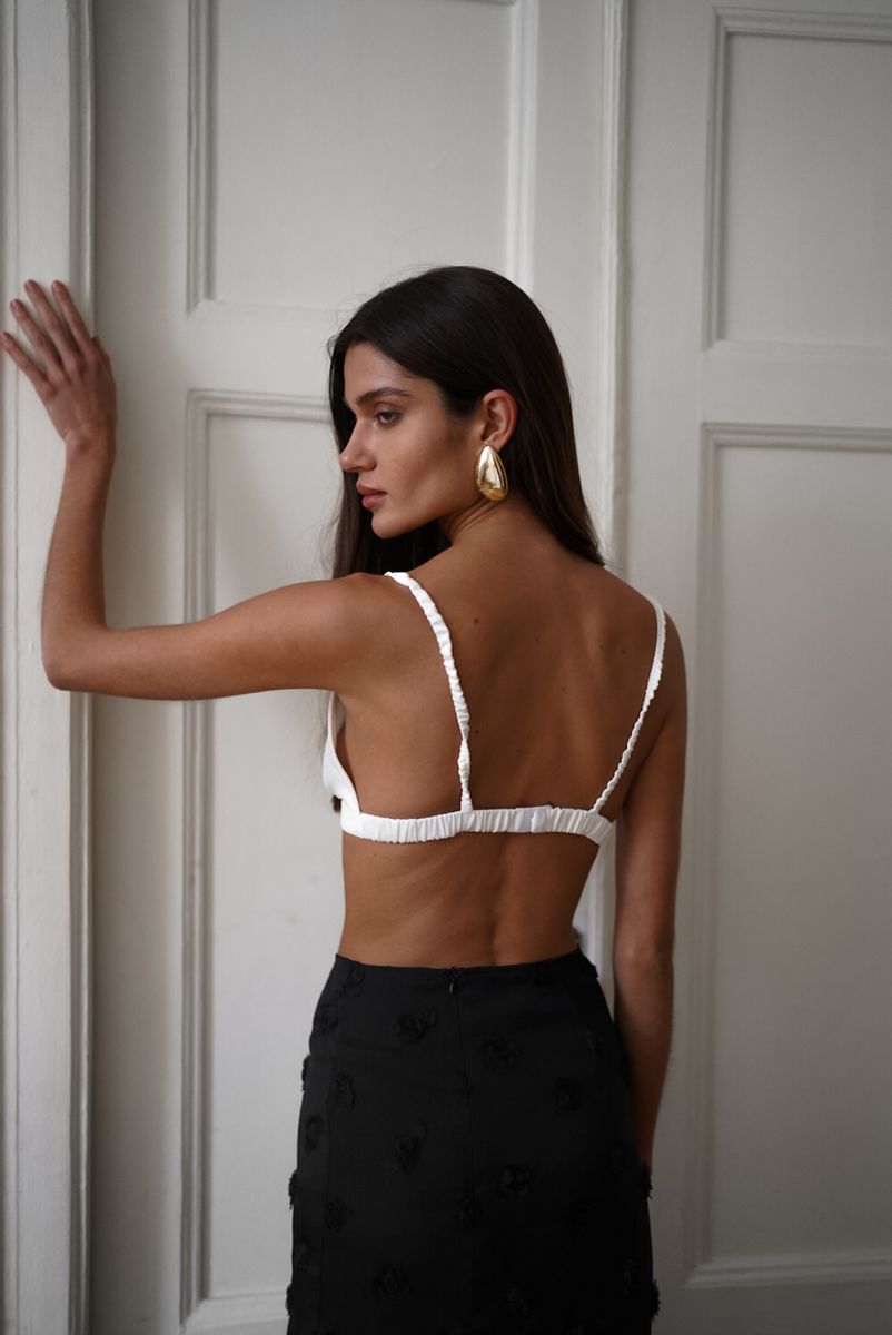 Топ бюстье из шелка белый