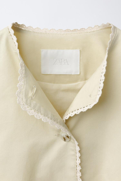 ZARA КУРТКА С КРУЖЕВОМ, ЦВЕТ СЛИВОЧНОГО МАСЛА