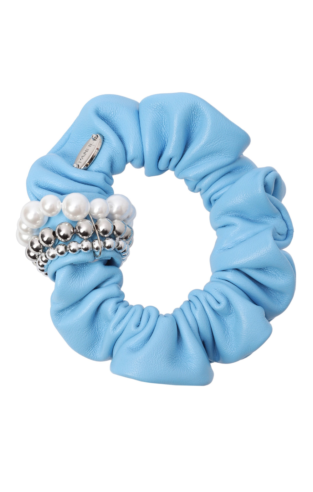 Кожаная резинка голубого цвета