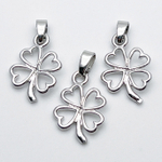Подвеска Клевер, цвет серебро, размер 18*12 мм + бейл, цена за 1 шт