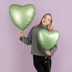 G Шар 22'' / 56 см сердце Оливковый Сатин (БГ-32)