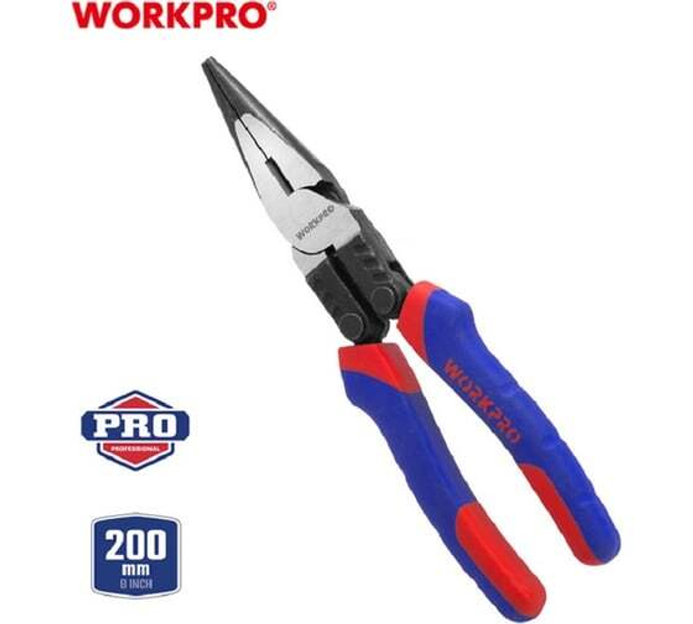 Длинногубцы для тяжелых работ WORKPRO 200 мм,  8 дюймов WP231088