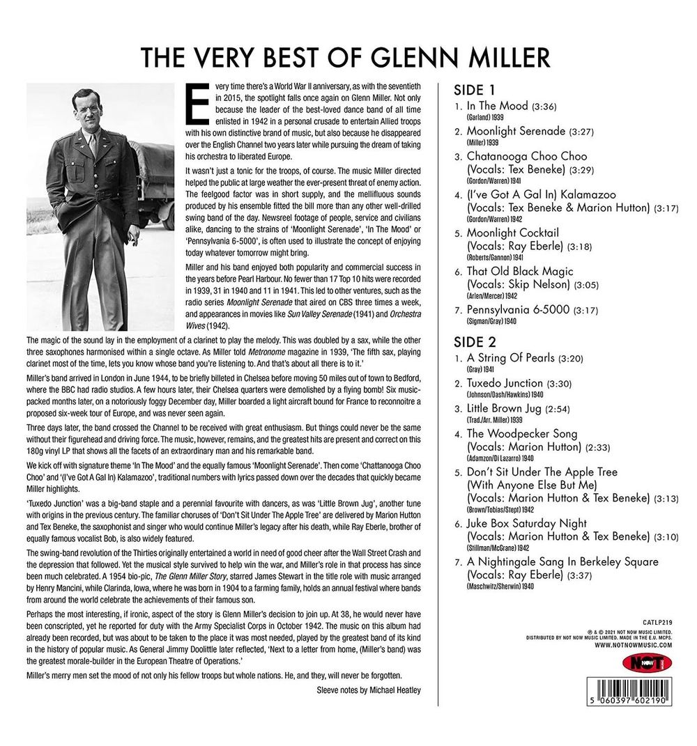 Glenn Miller. The Very Best Of (LP) Гленн Миллер. Лучшее. Новая запечатанная виниловая пластинка