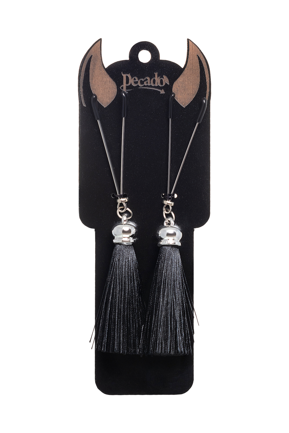 Зажимы на соски Pecado с кисточками из шелка черные