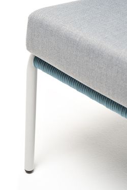 "Милан" кресло плетеное из роупа, каркас алюминий светло-серый (RAL7035) муар, роуп бирюзовый круглый, ткань светло-серая