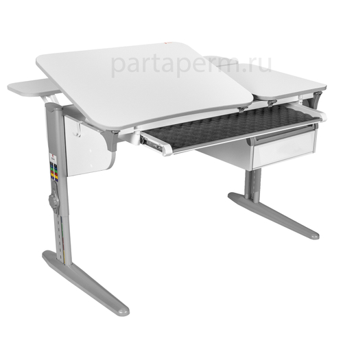 Растущая парта Дэми СУТ 45 с лотком и тумбой ТСН.04 с полками СУТ.45.350 (1200×820 мм)