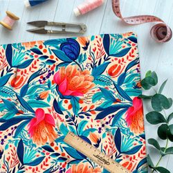 Ткань премиум атлас цветочная иллюстрация