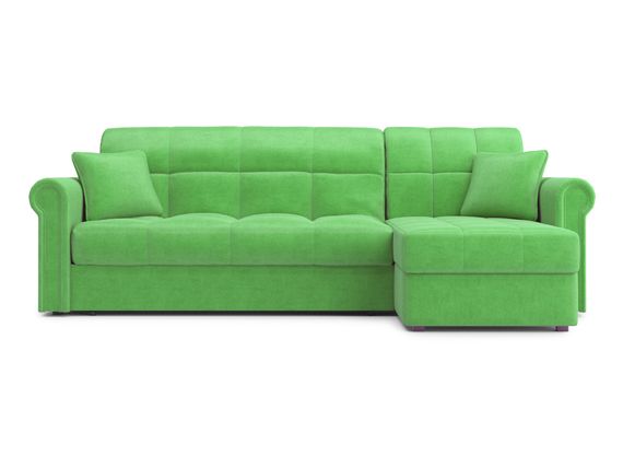 Диван угловой с оттоманкой Палермо 1,2 - Velutto 31 зеленый/кант Velutto 31 зеленый